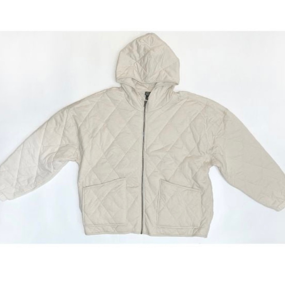 Wild Fable Women's Size XL
Knit Zip Front Hooded
Quilted Jacket Light Beige